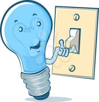Light Bulb Character Flipping a Switch
