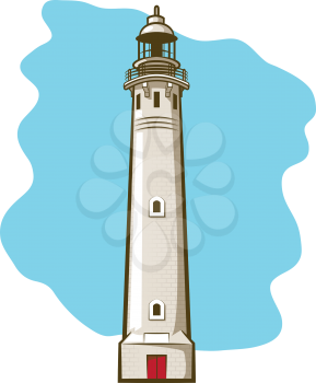 Illustration of a vintage brick lighthouse