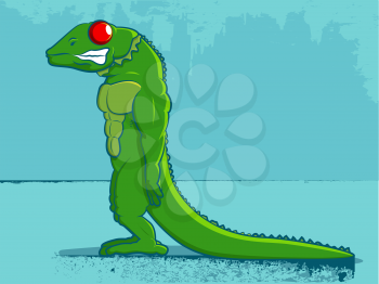 Muscular lizard cartoon character