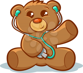 Cute stuffed teddy bear using a stethoscope