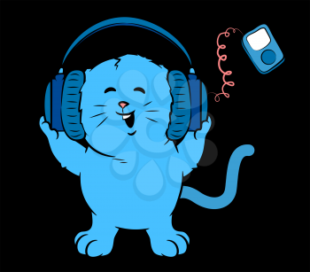 Cat Listening to Music and wearing Headphones