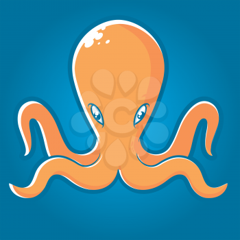 Illustration of an orange octopus cartoon