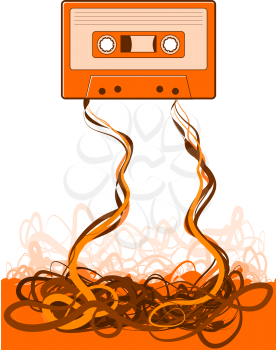 Cassette Tape Unraveled Mess