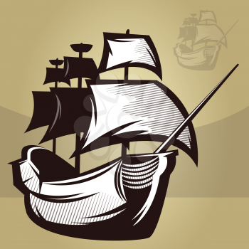 Illustration of an old map style ship
