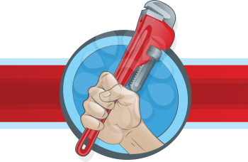 Plumber's Hand Grasping a Pipe Wrench