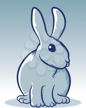 Gray Sitting Rabbit Mascot Illustration