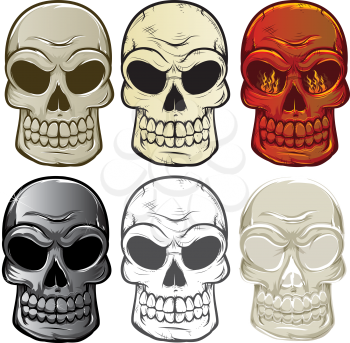 Various styles of skulls