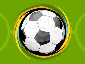Spinning soccer ball illustration on soccer field background