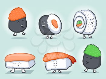 Sushi Cartoon Mascot Characters