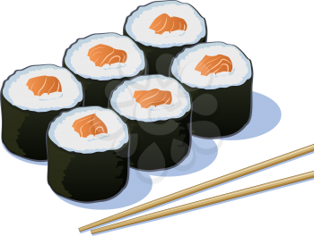 Salmon Sushi Rolls with Chop Sticks