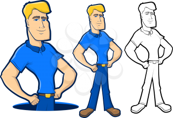 Collection of poses for a plumber or mechanic worker