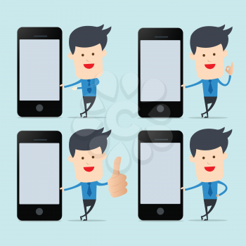Business man show blank smartphone screen for BYOD concept