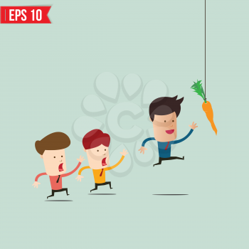 Businessman try to reach carrot - Vector illustration - EPS10