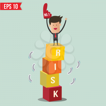 Businessman stand on risk block - Vector illustration - EPS10