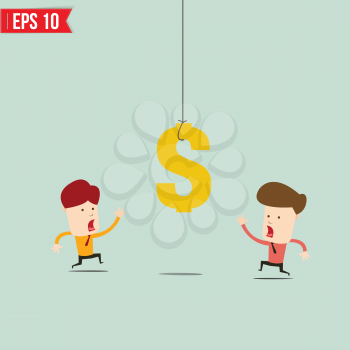 Businessman try to reach money- Vector illustration - EPS10