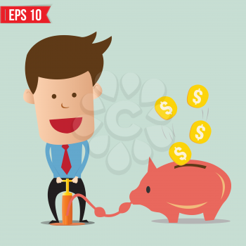 Cartoon Business man pump money  - Vector illustration - EPS10