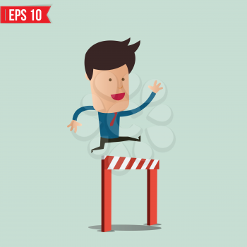 Business Man jumping over an obstacle on the way to succes - Vector illustration - EPS10