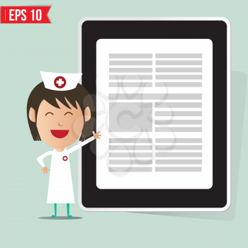Cartoon nurse showing a report - Vector illustration - EPS10