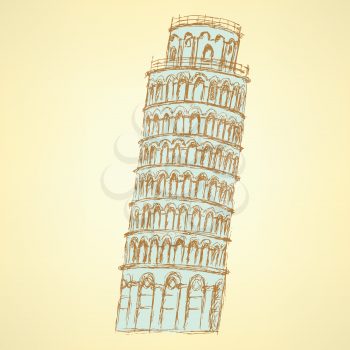 Sketch Pisa tower, vector vintage background eps 10