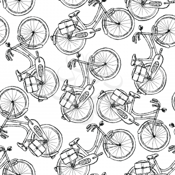 Sketch bicycle, vector vintage seamless pattern eps 10

