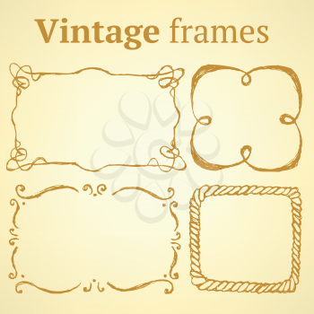 Sketch set of frames in vintage style
