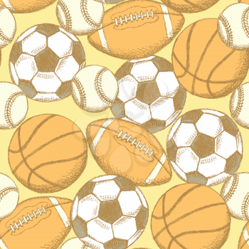 Sketch soccer, american football, baseball and basketball ball