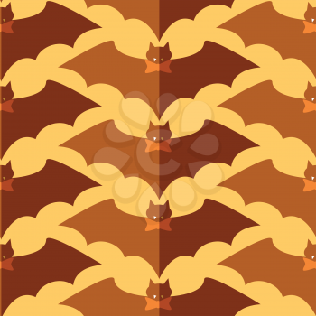 Flat bat with tie bow, Halloween vector seamless pattern