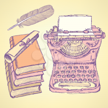 Cute vector writter set, background in vintage style