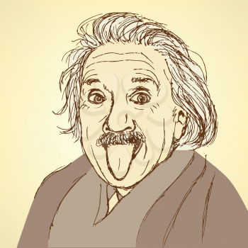 Sketch Albert Einstein in vintage style, vector