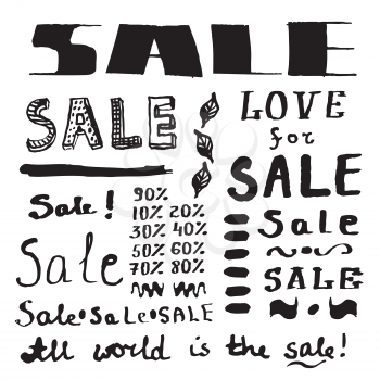Sketch sales lettering in vintage style, vector