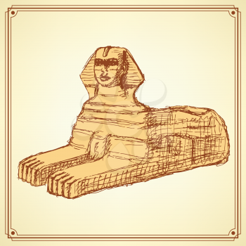 Sketch Sphinx monument in vintage style, vector