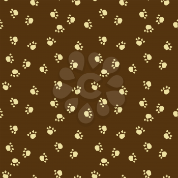 Sketch cats paw in vintage style, vector seamless pattern