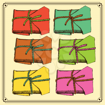 Sketch holiday package in vintage style, vector