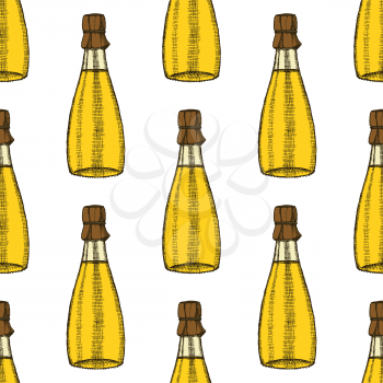 Sketch spa oil in vintage style, vector seamless pattern