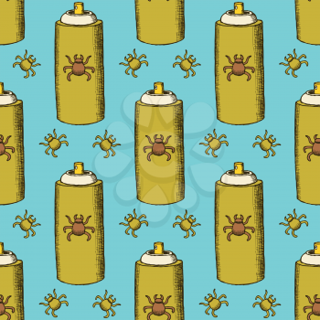 Sketch dezinfection pattern in vintage style, vector