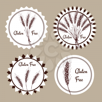 Sketch gluten free set of emblems in vintage style, vector