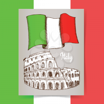Sketch Italian poster in vintage style, vector