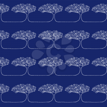 Sketch African tree in vintage style, vector seamless pattern