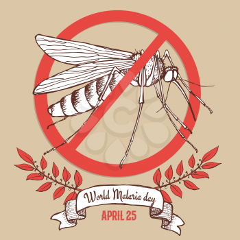 Malaria day poster in vintage style, vector