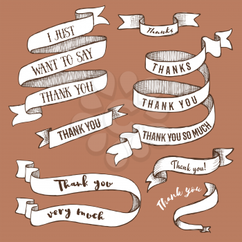 Thank you ribbons in vintage style, vector