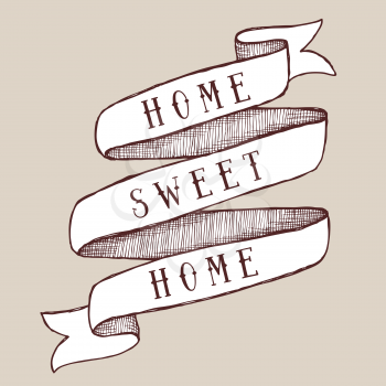 Home sweet home template in vintage style, vector
