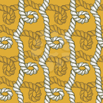 Engraved rope with swirls in vintage style, vector seamless pattern