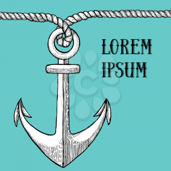 Egraved anchor in vintage style, vector background