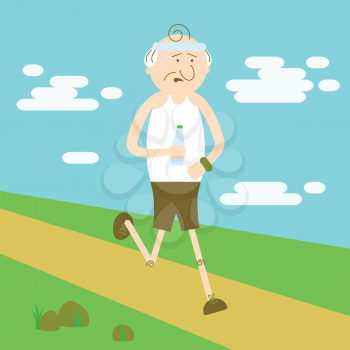Elderly people in sports, elderly man running