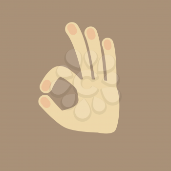Vector hand gesture OK, finger sign OK in flat style