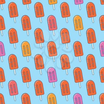 Ice cream cream vector seamless pattern. Colorful line design.