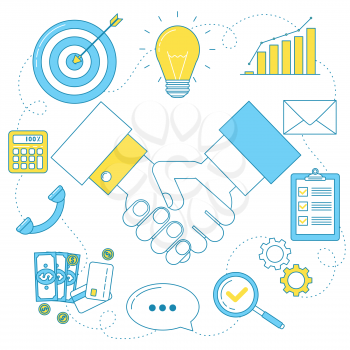 Partnership business illustration. Handshake line icon, good deal concept, successful negotiations