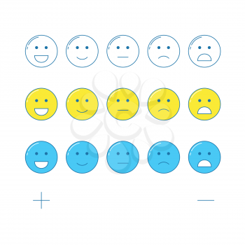 Feedback emoticon scale. Line design positive and negative emotions 