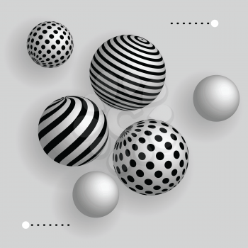 Abstract 3d balls floating in the air, vector realistic background