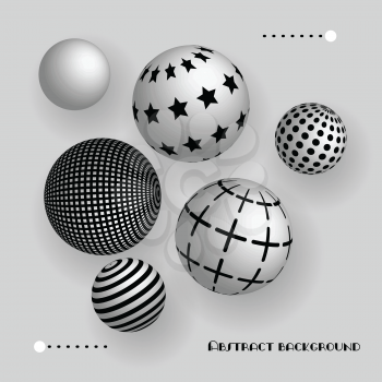 Abstract 3d balls floating in the air, vector realistic background